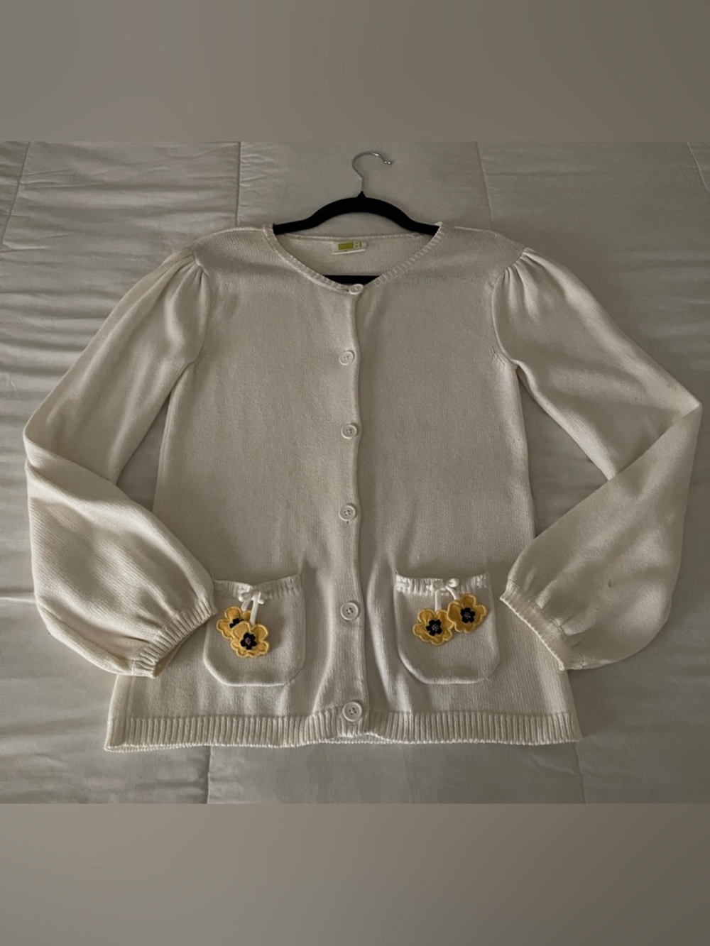 Pearl White Cardigan - Kids XL (14) Fits Adult S - Vintage Style